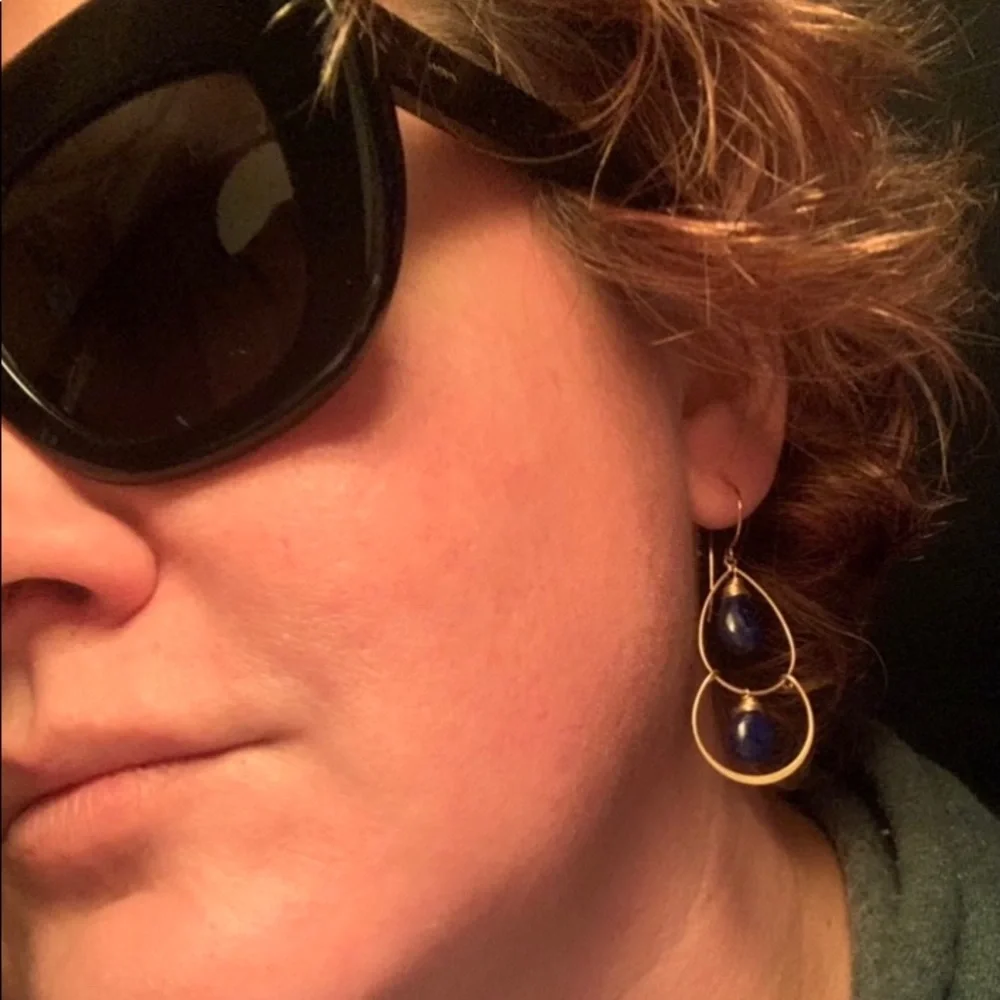 NWT 24KGold Vermeil Handmade Lapis Lazuli earrings - Picture 2 of 9